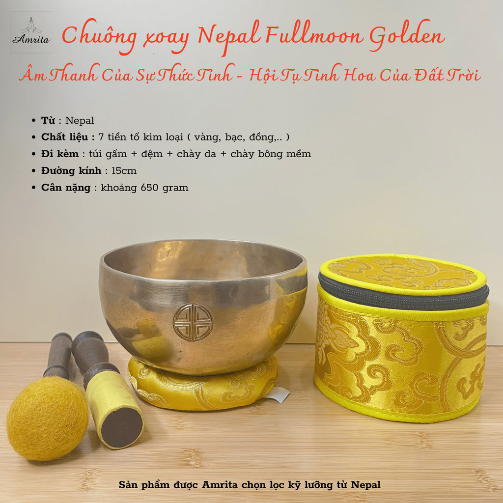 [Amrita] Nepal Fullmoon Golden Singing Bell - Sound of Awakening - Convergence of the Essence of Heaven and Earth - Tibetan Bell